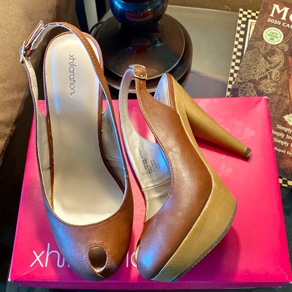 Shoes - Retro 70’ Style Peep Toe Heels